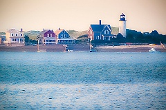 Sandy Neck Lighthouse Across Hazy Barnstable Harbor